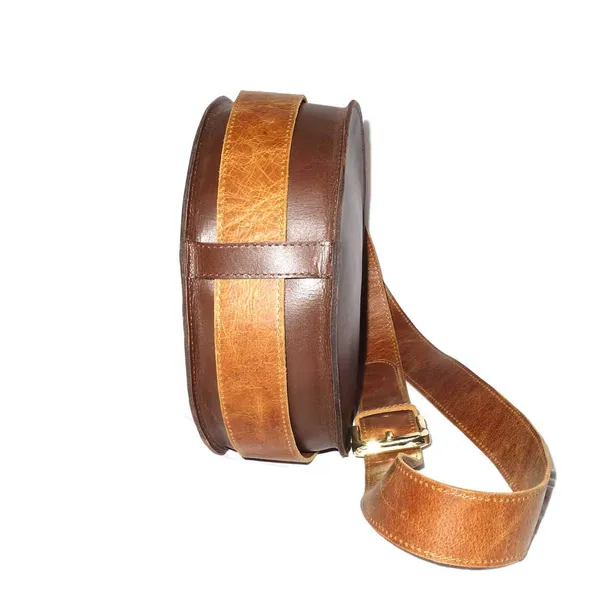 Tan_Brown_Round_Shape_Leather_Crossbody_Sling_Bag,_Handmade,_9X9X3_Inches._For_Brown