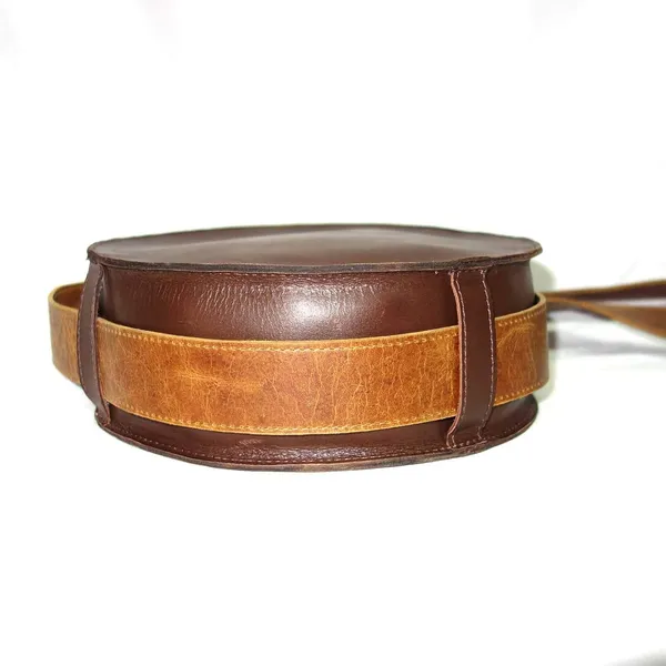 Tan_Brown_Round_Shape_Leather_Crossbody_Sling_Bag,_Handmade,_9X9X3_Inches._For_Brown