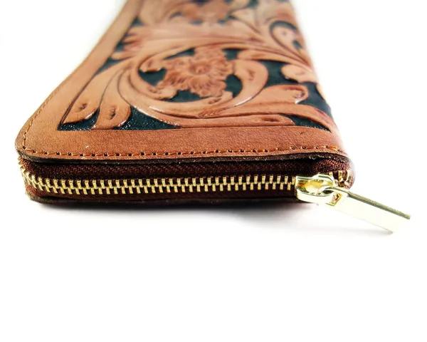 Brown_Leather_Wallet_Purse_,_Hand_Tooled,_Black_With_Semi-Precious_Stone_For_Women