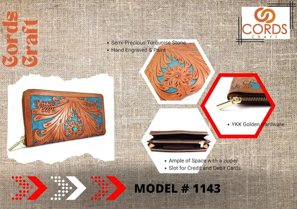 Brown_Turquoise_Leather_Wallet_Purse_,_Hand_Tooled,_With_Semi-Precious_Stone_For_Women