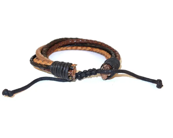 Brown_Unisex_Leather_Wrtistband,_Bracelet_Multistring,_Twisted_For_Brown