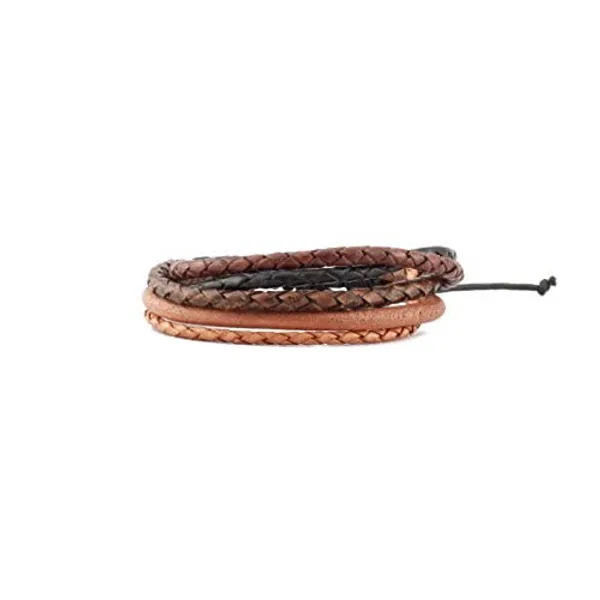 Brown_Unisex_Leather_Wrtistband,_Bracelet_Multistring,_Twisted_For_Brown