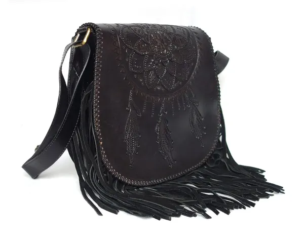 Black_Genuine_Leather_Handmade_Tassel_Crossbody_Sling_Bag,_For_Women