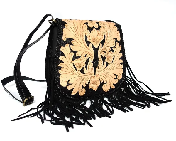 Natural_Black_Genuine_Leather_Handmade_Tassel_Crossbody_Sling_Bag,_With_Semi-Precious_Stone_For_Women