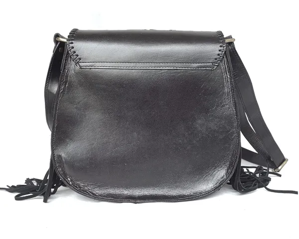 Natural_Black_Genuine_Leather_Handmade_Tassel_Crossbody_Sling_Bag,_With_Semi-Precious_Stone_For_Women