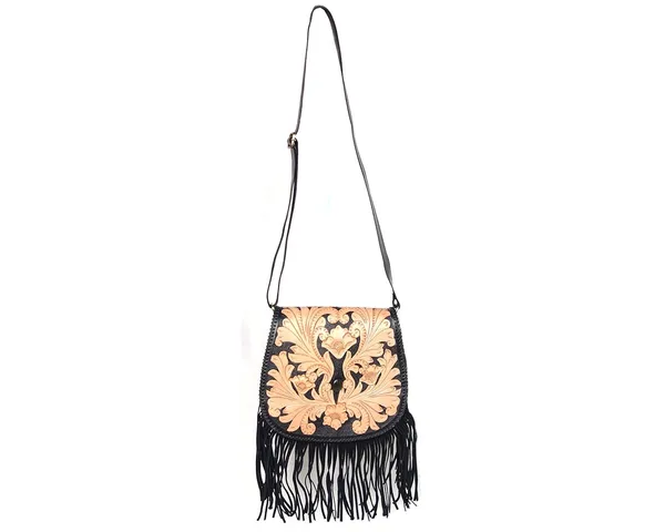 Natural_Black_Genuine_Leather_Handmade_Tassel_Crossbody_Sling_Bag,_With_Semi-Precious_Stone_For_Women