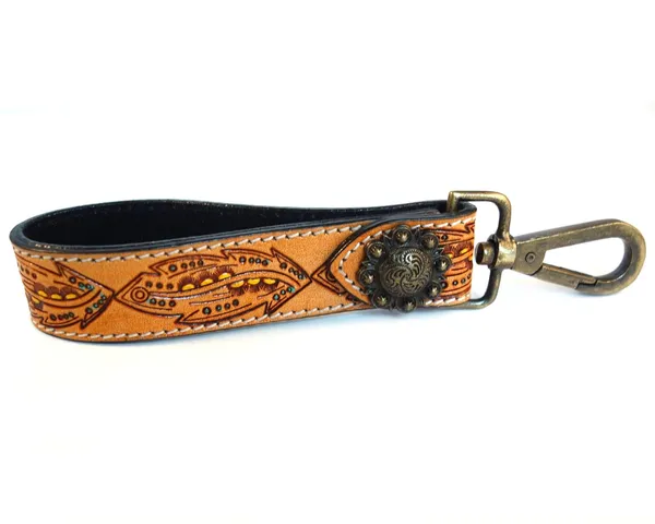 Brown_Leather_Keychain_For_Car_Bike_Unisex_With_Hook_Handmade_Tooled,_5_Inch_Long_Strong_For_Unisex