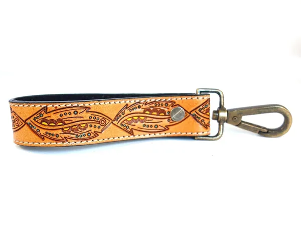 Brown_Leather_Keychain_For_Car_Bike_Unisex_With_Hook_Handmade_Tooled,_5_Inch_Long_Strong_For_Unisex
