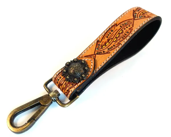 Brown_Leather_Keychain_For_Car_Bike_Unisex_With_Hook_Handmade_Tooled,_5_Inch_Long_Strong_For_Unisex