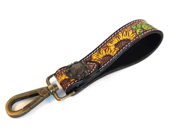 Brown_Leather_Keychain_For_Car_Bike_Unisex_With_Hook_Handmade_Tooled,_5_Inch_Long_Strong_For_Unisex
