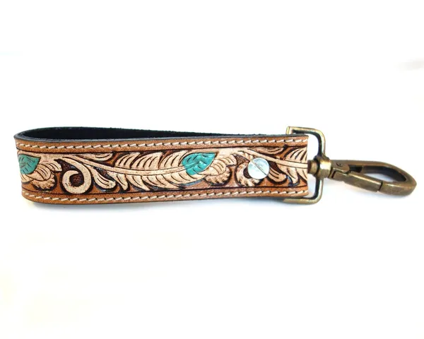 Brown_Leather_Keychain_For_Car_Bike_Unisex_With_Hook_Handmade_Tooled,_5_Inch_Long_Strong_For_Unisex