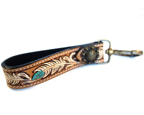 Brown_Leather_Keychain_For_Car_Bike_Unisex_With_Hook_Handmade_Tooled,_5_Inch_Long_Strong_For_Unisex