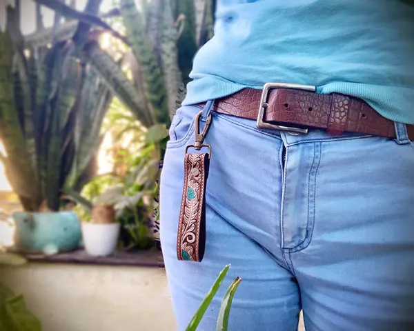 Brown_Leather_Keychain_For_Car_Bike_Unisex_With_Hook_Handmade_Tooled,_5_Inch_Long_Strong_For_Unisex