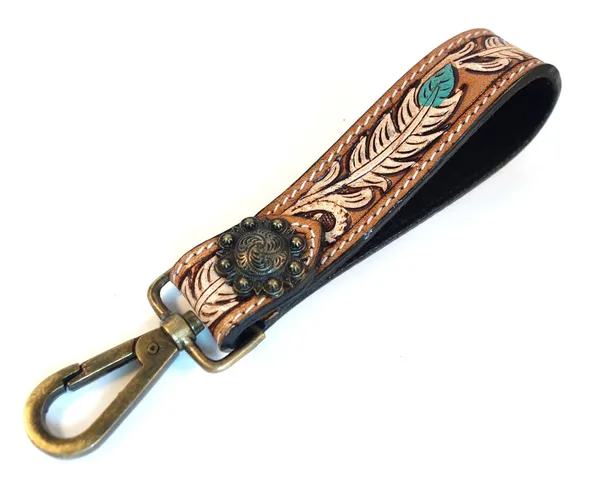 Brown_Leather_Keychain_For_Car_Bike_Unisex_With_Hook_Handmade_Tooled,_5_Inch_Long_Strong_For_Unisex