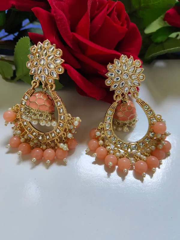 PEACH_JHUMKI_EARRINGS