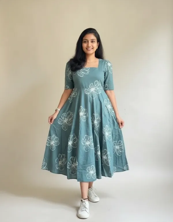 casual midi dress india Daughters Of India Kyra Midi Dress Size Extra Large Blue Iris XL Cotton