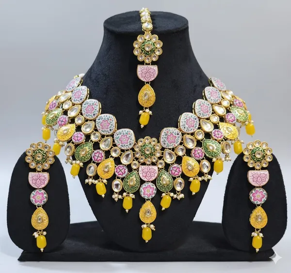 Multicolour_Brass_Trendy_Rajasthani_Meenakari_Necklace_Set_For_Women