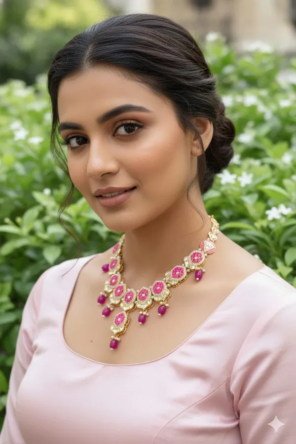 Pink_Brass_Trendy_Rajasthani_Meenakari_Necklace_Set_For_Women
