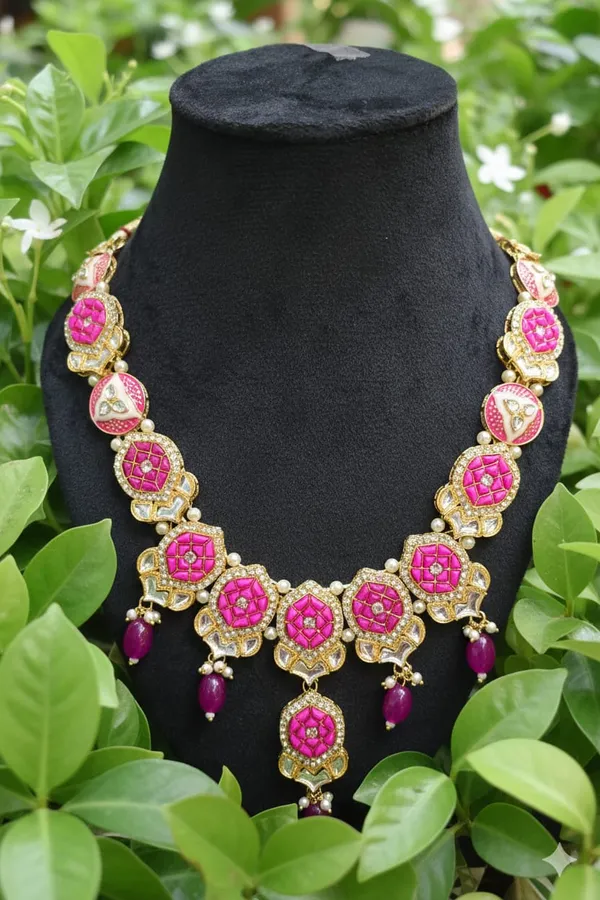 Pink_Brass_Trendy_Rajasthani_Meenakari_Necklace_Set_For_Women