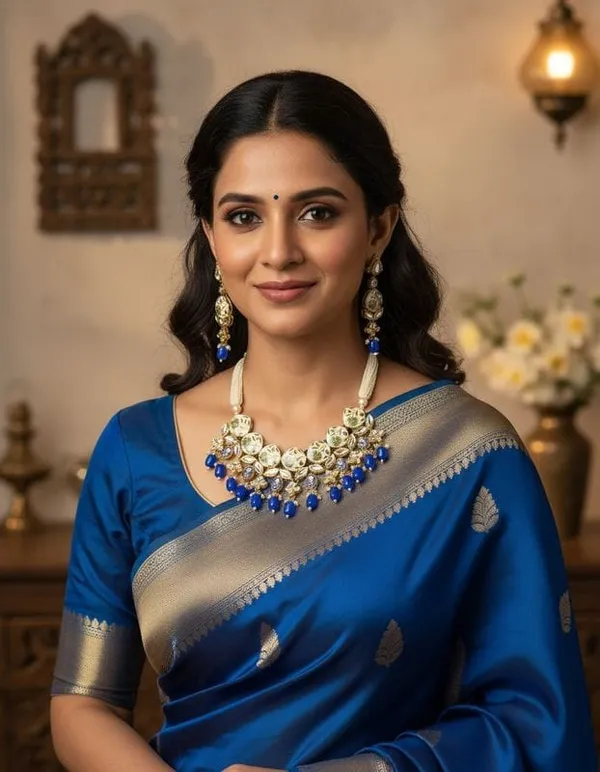 Gold_&_Blue_Brass_Trendy_Rajasthani_Meenakari_Necklace_Set_For_Women