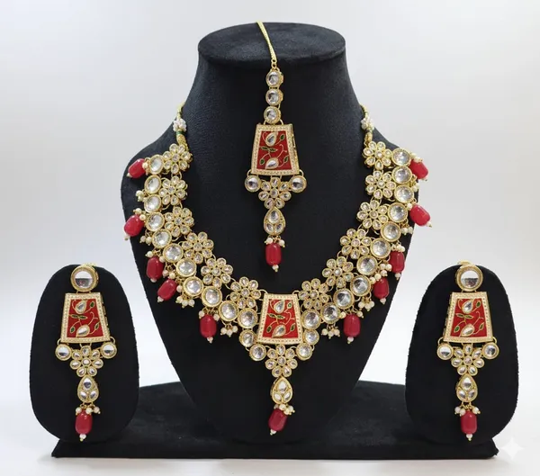 Gold_Brass_Trendy_Rajasthani_Meenakari_Necklace_Set_For_Women
