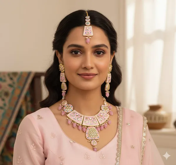 Baby_Pink_Brass_Trendy_Rajasthani_Meenakari_Necklace_Set_For_Women