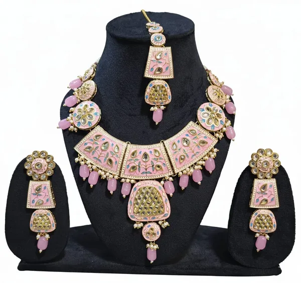 Baby_Pink_Brass_Trendy_Rajasthani_Meenakari_Necklace_Set_For_Women