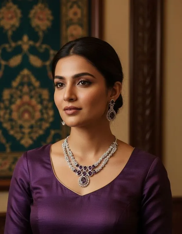 Silver_&_Purple_Brass_Trendy_Ad_Jewellery_Necklace_Set_For_Women