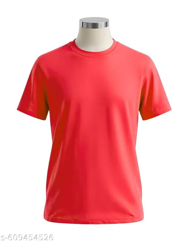 Orange_Lycra_Cotton_Solid_Colour_T-Shirt_For_Men