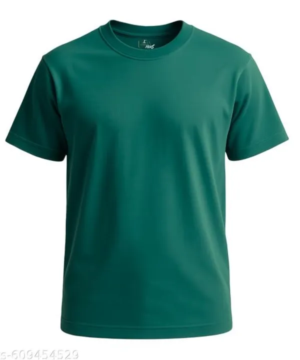 Green_Lycra_Cotton_Solid_Colour_T-Shirt_For_Men
