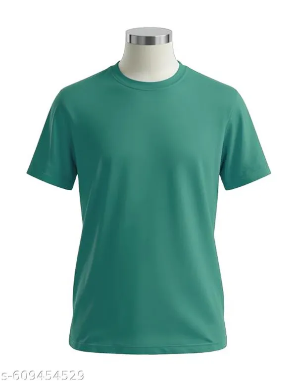 Green_Lycra_Cotton_Solid_Colour_T-Shirt_For_Men