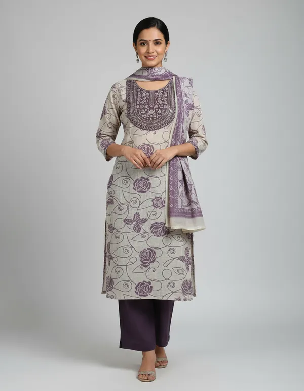 Purple_Kurti_With_Plazo_&_Pant_Set_Designer_Collection