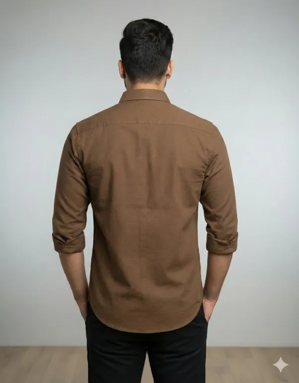Brown_Men_Casual_Shirt_Solid_Color