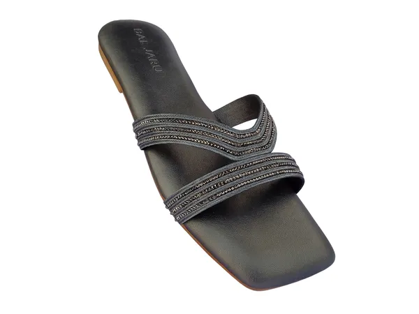 Black_Fashionable_Flats_With_Cushioned_Footbed_Sandals_For_Women