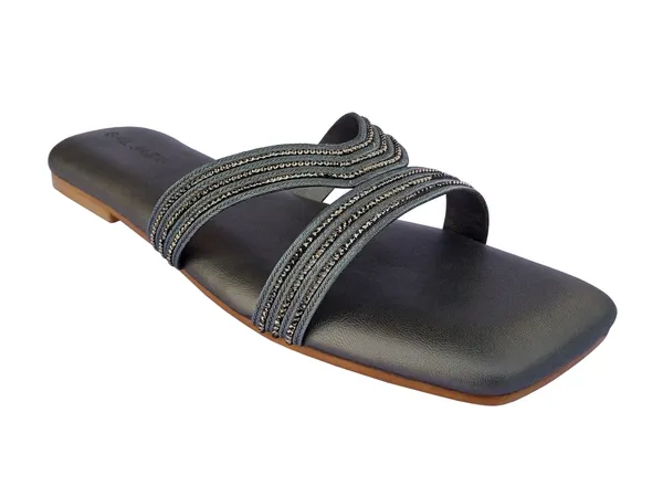 Black_Fashionable_Flats_With_Cushioned_Footbed_Sandals_For_Women