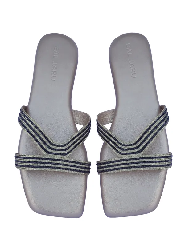 Silver_Fashionable_Flats_With_Cushioned_Footbed_Sandals_For_Women