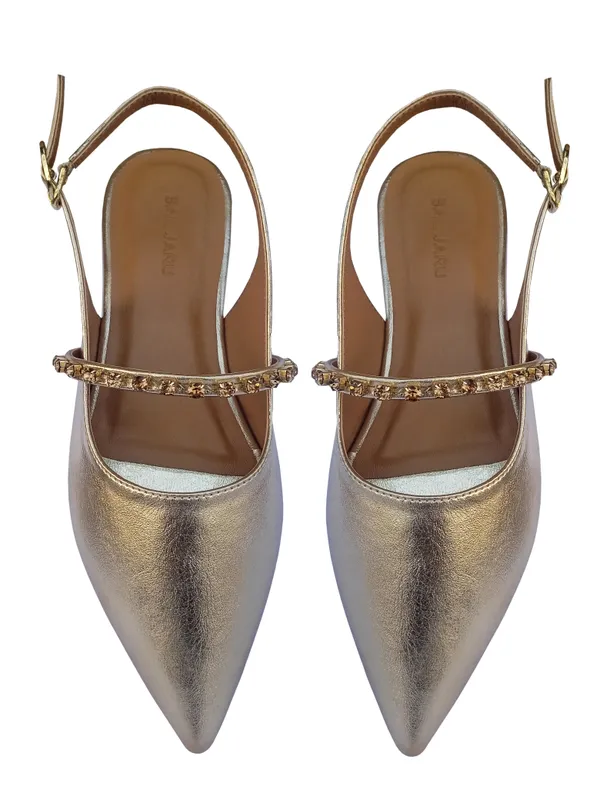 Golden_Pointed_Toe_Flats_For_Women