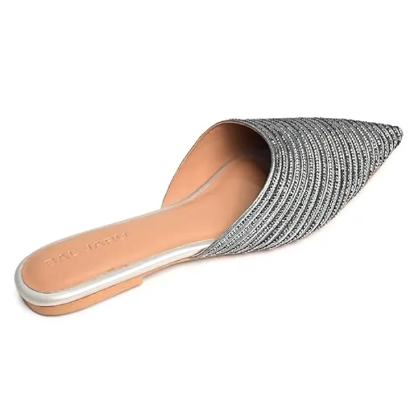 Silver_Stone_Sheet_Pointed_Toe_Mules_Stylish_Comfortable_Flats_For_Women