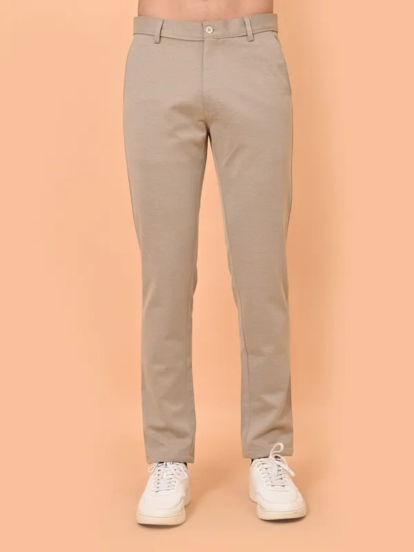 Cream_Premium_&_Elegant_4_Way_Stretch_Casual_Trouser_For_Men
