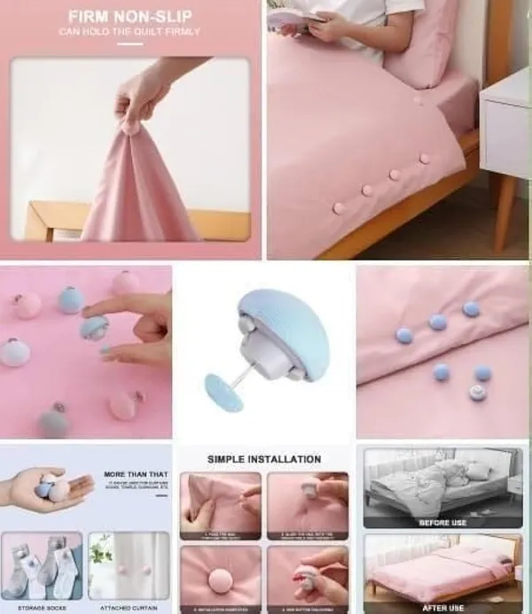Duvet_Clips,_Duvet_Cover_Clips,_Sheet_Button_Fasteners,_Mushroom_Quilt_Fixing_Pins,_Anti-Slip_Bed_Sheet_Holders,_Bedding_Accessories_for_Blanket_&_Comforter_|_Pink,_Pack_of_12