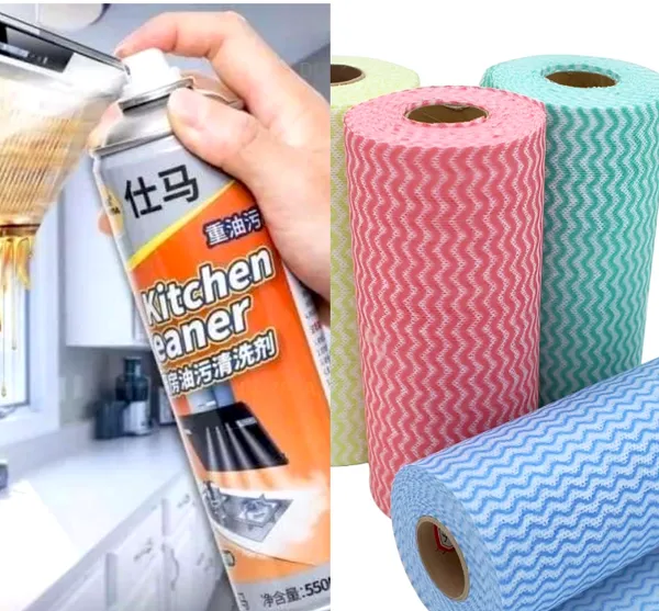 Kitchen_Cleaner_Foam_Spray,_Heavy-Duty_Degreaser_for_Exhaust_Fan,_Multi-Purpose_Kitchen_Cleaner_Spray__Powerful_Grease_&_Stain_Remover_500ml_&_Reusable_Cleaning_Wipe,_Household_&Kitchen_Towels,Disposable_Cleaning_Cloth,_Dish_Cloth_Dish_Towels_Dish_Rags_Reusable_Kitchen_Paper_Towels,_Wash_Towels,_1_Rolls_of_Approx_80_Sheets
