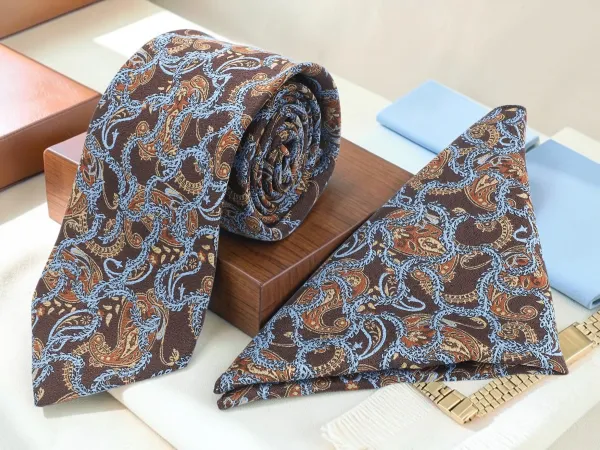 Aurelius_Paisley_Chocolate_Brown_And_Powder_Blue_Micro_Silk_Jacquard_9_Cm_Tie_Set_With_Pocket_Square_And_Wooden_Gift_Box