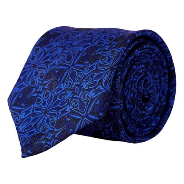 Royal_Blue_Sapphire_Arabesque_Micro_Woven_Jacquard_8_Cm_Necktie_Set_With_Pocket_Square_And_Premium_Wooden_Gift_Box_Suitable_For_Formal_And_Party_Wear