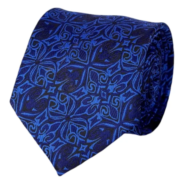 Royal_Blue_Sapphire_Arabesque_Micro_Woven_Jacquard_8_Cm_Necktie_Set_With_Pocket_Square_And_Premium_Wooden_Gift_Box_Suitable_For_Formal_And_Party_Wear