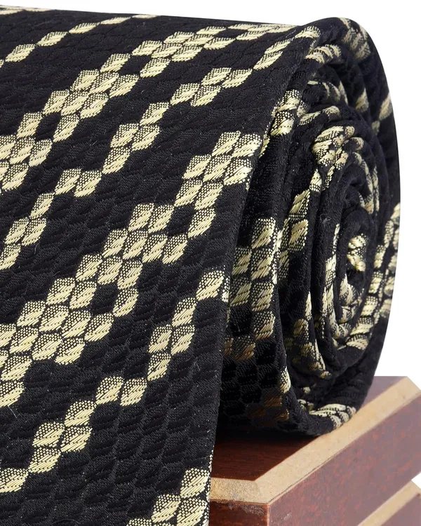 Black_Golden_Midnight_Structured_Diamond_Mens_Premium_Micro_Woven_Jacquard_Tie_Pocket_Square_Combo_With_Wooden_Gift_Box