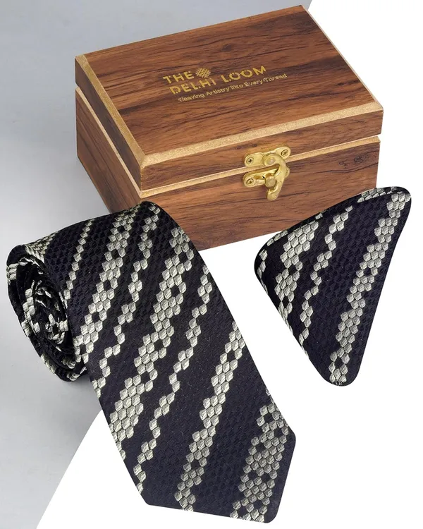 Black_Golden_Midnight_Structured_Diamond_Mens_Premium_Micro_Woven_Jacquard_Tie_Pocket_Square_Combo_With_Wooden_Gift_Box