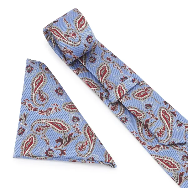 Sky_Blue_Maroon_Gold_Paisley_Mens_Micro_Silk_Tie_Pocket_Square_Set_And_Wooden_Gift_Box__Modern_Width_8_Cm