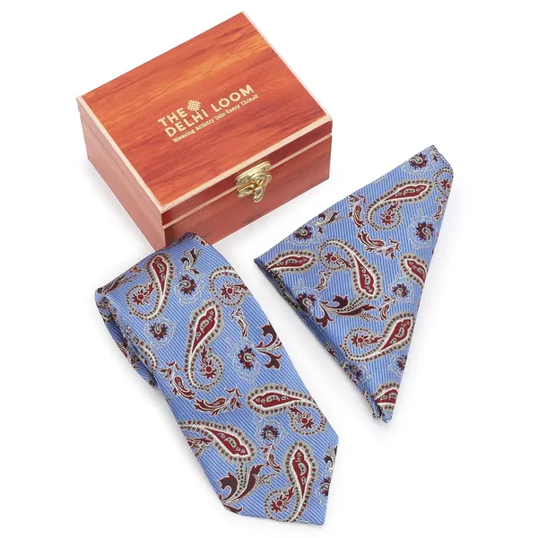 Sky_Blue_Maroon_Gold_Paisley_Mens_Micro_Silk_Tie_Pocket_Square_Set_And_Wooden_Gift_Box__Modern_Width_8_Cm
