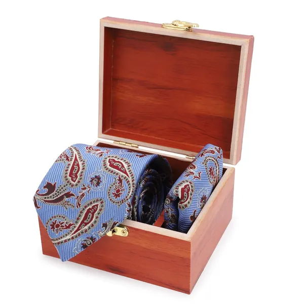Sky_Blue_Maroon_Gold_Paisley_Mens_Micro_Silk_Tie_Pocket_Square_Set_And_Wooden_Gift_Box__Modern_Width_8_Cm
