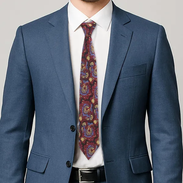 Black_Red_Blue_Gold_Imperial_Paisley_Mens_Woven_Tie_Pocket_Square_Set_9_Cm_Width_With_Wooden_Gift_Box